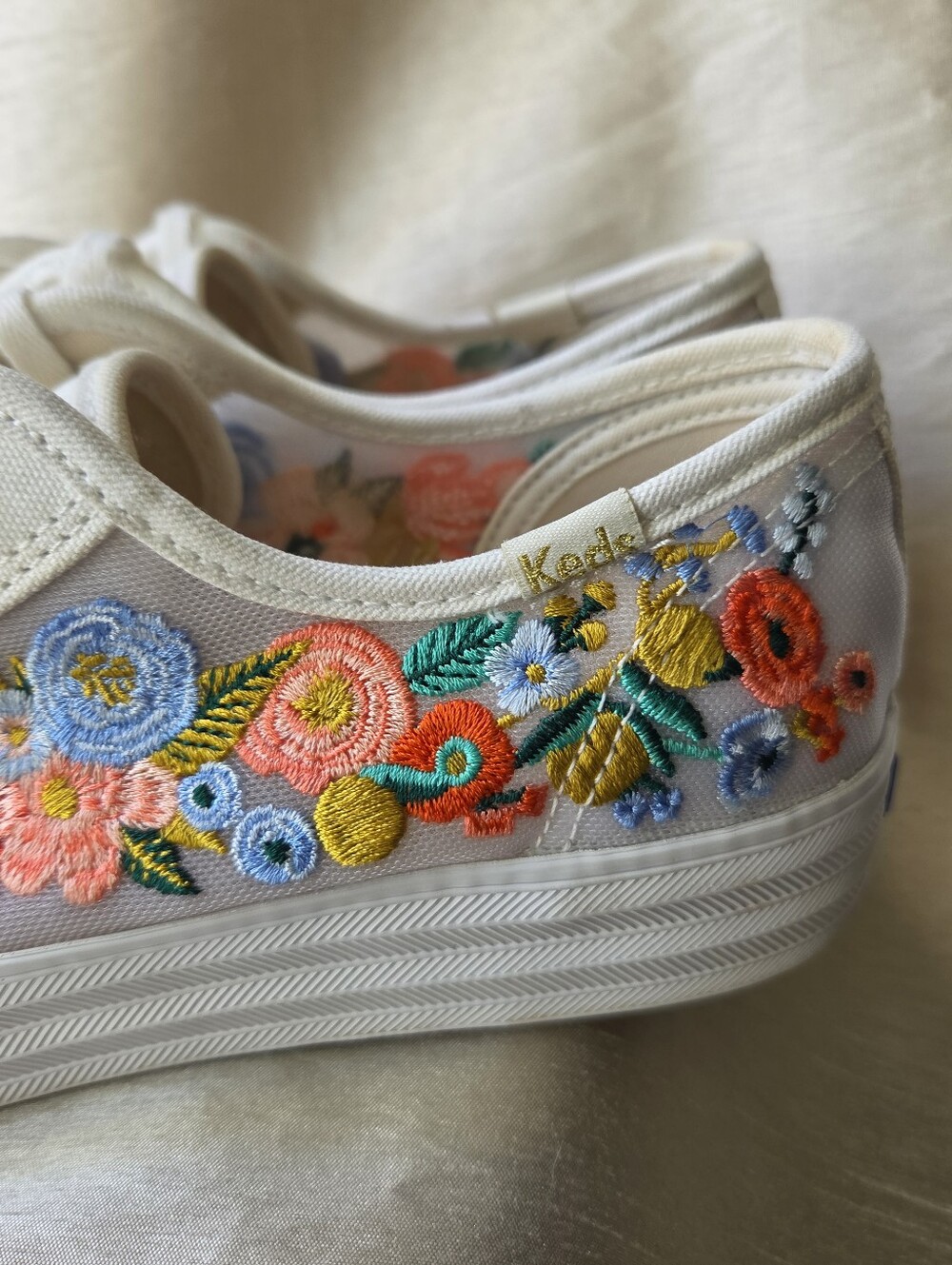 Keds x Rifle Paper Co. Triple Kick Citrus Garden Platform Sneakers Size 10 - Picture 6 of 16